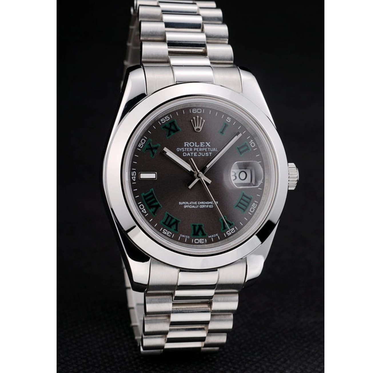 AAA replica watch 42000 Rolex Polished Swiss Steel Dial Stainless Bezel DateJust Grey 1014